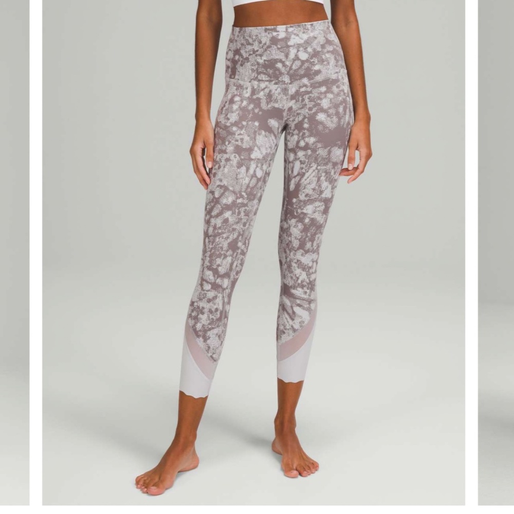 Lululemon Wunder Under Scalloped Hem High-Rise Crop Leggings Grey